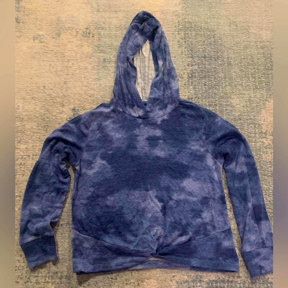 Girls hooded navy tie dye shirt